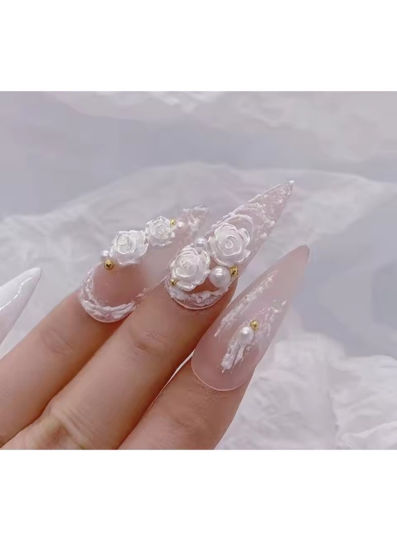 Goolsky 12 شبكة لامعة بيضاء سكر أظافر جليتر بودرة ناعمة رقائق لؤلؤية صبغة غبار زينة مانكير أنيقة لحفلات الزفاف DIY - Image 3